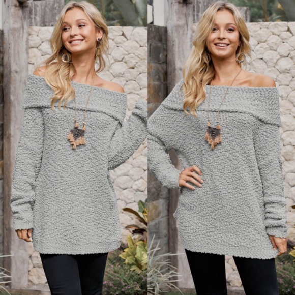 Sweaters - Plush Off The Shoulder Sweater